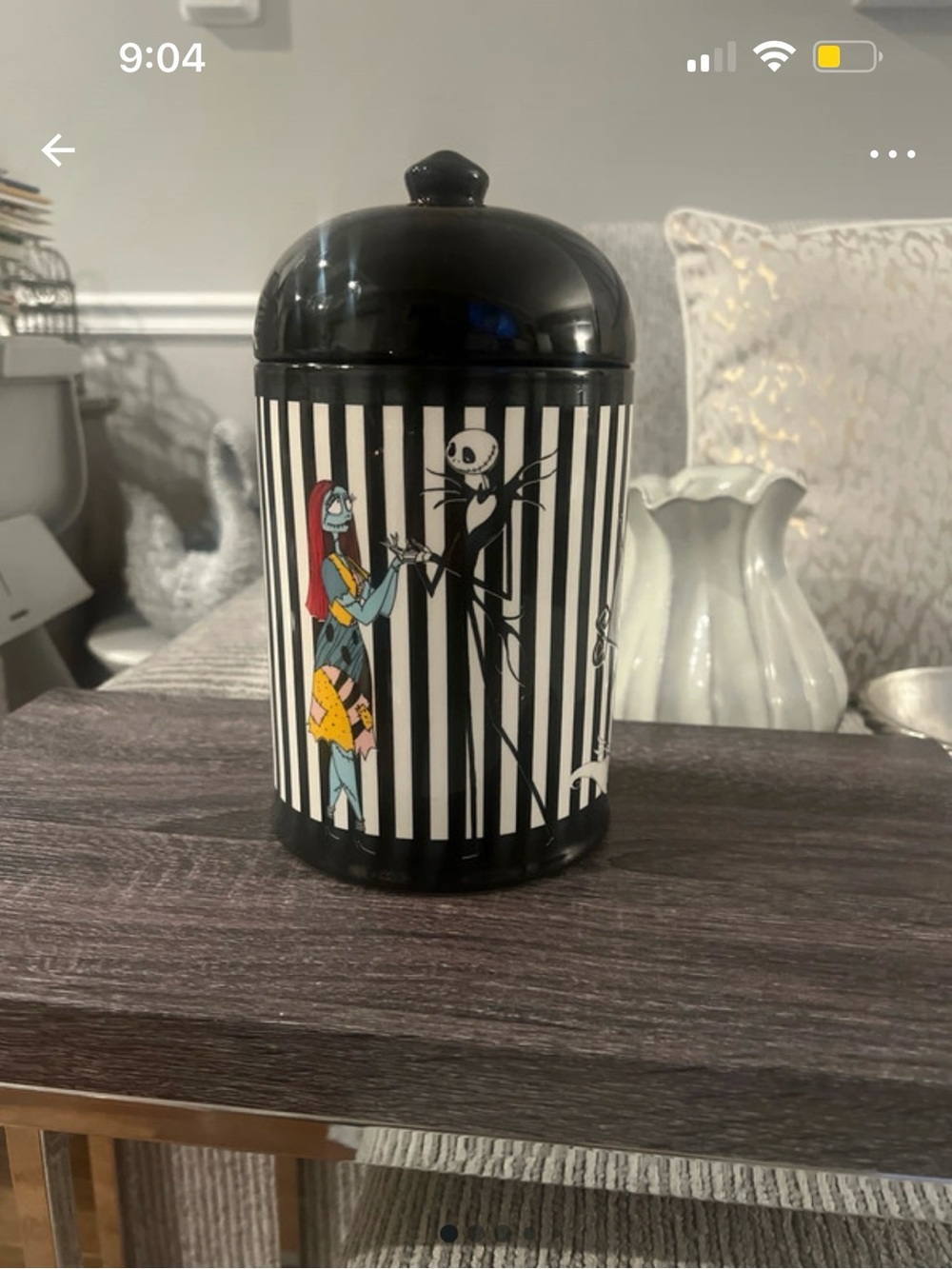 Nightmare Before Christmas Stripe Ceramic Canister - Black & White